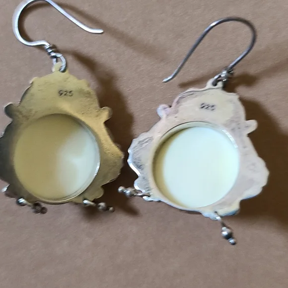 Sterling Silver Moon, Goddess Face Dangle Earrings - Picture 5 of 6